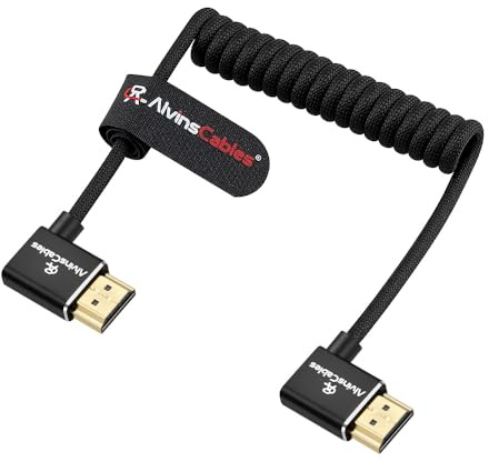 Alvin's Cables Cavo HDMI 8K 2.1 ad Alta Velocità Cavo a Spirale Intrecciato per Atomos Ninja V, Portkeys BM5, per Feelworld monitor, per Canon C300, Z CAM E2, per Sony FS5 | FS7|A7S3 Fotocamere