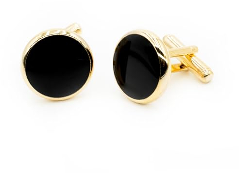 Ruyosn Manschettenknöpfe Herren, Cufflink Manschette Link für Hemd, Manschettenknöpfe Hochzeit Business Party Gold/schwarz