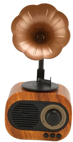 AS70 Retro-Bluetooth-Lautsprecher, Vintage-UKW-Stereo-Radio-Grammophon, Unterstützt USB, Speicherkarte, AUX, Integrierte Antenne, 1200-mAh-Akku, für Cafés, Partys