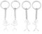 NyxSeat Lot de 4 porte-clés en 2 styles Stickman - Langue des signes - Porte-clés unique - Cadeaux amusants pour sacs, clés, pendentifs DIY - Unisexe (argent), argenté, taille unique