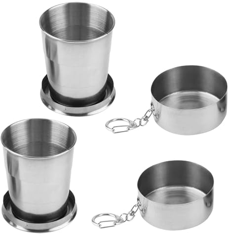 2 Bicchieri Pieghevoli, In Acciaio Inox, Pieghevoli, Da Viaggio, 250 Ml, Portatili, In Acciaio Inox, Telescopico, Da Viaggio, Con Elastico, Per Viaggi, Picnic, Escursioni, Attività All'Aperto