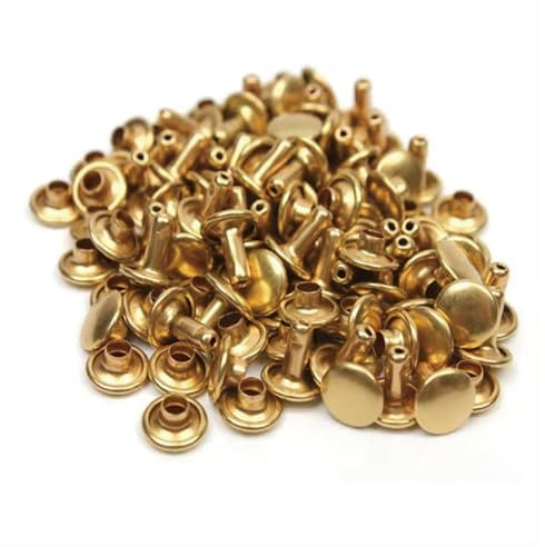 100 remaches de cuero, remaches de doble tapa de 10 mm x 10 mm, para ropa, zapatos, bolsos, cinturones, manualidades, color dorado