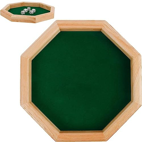 Tsffae Bandeja Octogonal De Madera, Dados Forrados De Fieltro, Monedero, Soporte Para Dados, Bar En Casa, Juegos De Mesa