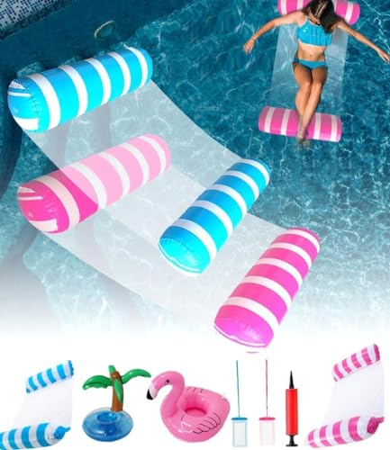 Luftmatratze Wasser,Luftmatratze Pool,4 In 1 Aufblasbare Wasserhängematte,Wasserspielzeug Schwebende Luftmatratze Sessel,Aufblasbare Schwimmbett Hammock.