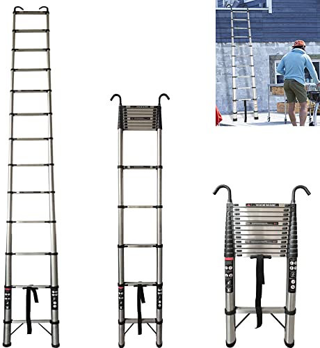 Scala telescopica 5 metri con ganci 14 passi Stainlee acciaio estendendo per Multi-Purpose Indoor Outdoor tetto lavoro decorazione costruttore Supply 150KG capacità