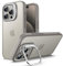 JETech Kickständer Hülle für iPhone 15 Pro 6,1 Zoll, Eingebauter Verstellbarer Kameraständer, Militärischer Grad Fallschutz, Transluzente Matt Rückseite Stoßfeste Handyhülle (Titan Natur)