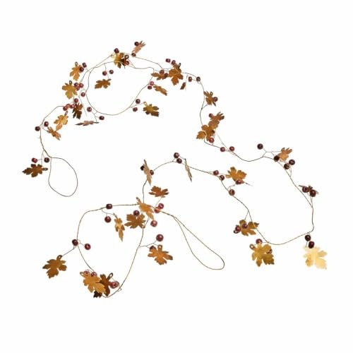 Loberon Girlande Liezel, Gold | Herbst, Beere, Blatt, Hübsches Schmuckstück für den Herbst, Mit zauberhaften Blättern und Beeren