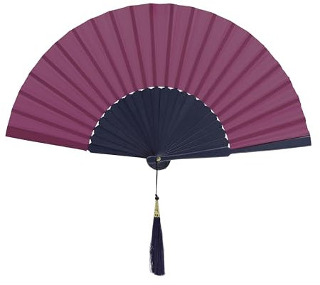 MAPIMANIA - Ventaglio Blu e Ciclamino in Legno e Seta Pieghevole con Custodia, Ventaglio Donna, Ventagli Matrimonio, Ventaglio Giapponese Elegante da Cerimonia Resistente