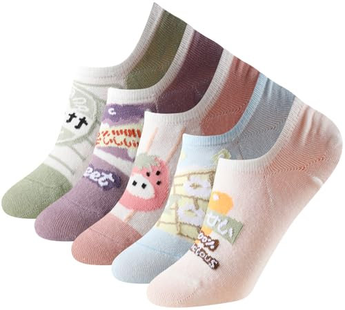 Balseti Calcetines Tobilleros Mujer Niña 85% Algodón. Pack 6 Pares Cortos, Bajos, Transpirables y Antideslizantes para Verano, con Estampado Divertidos de Colores. Talla 35-41