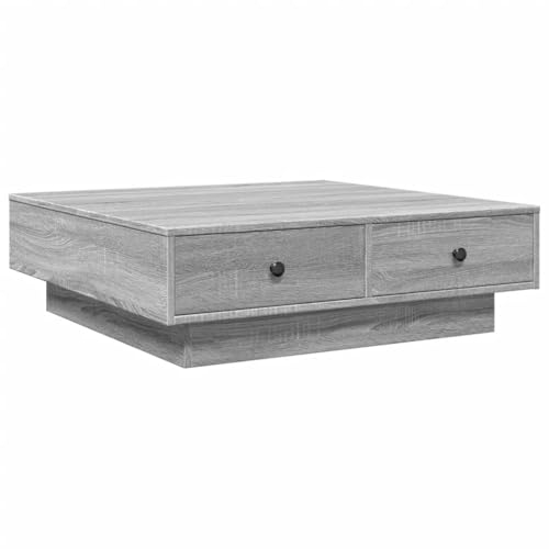 vidaXL Couchtisch, Beistelltisch mit Stauraum Metallknäufen, Kaffeetisch Sofatisch für Wohnzimmer, Teetisch Wohnzimmertisch, Grau Sonoma Holzwerkstoff