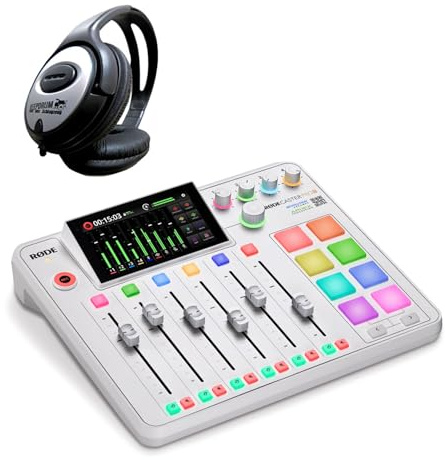 Rode Rodecaster Pro II Audio Production Studio Podcast Station Weiss mit keepdrum Kopfhörer