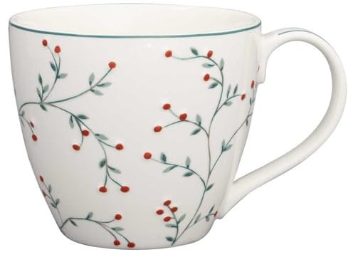 GreenGate Becher Lucie Weiß mit Beerenzweigen Porzellan Tasse