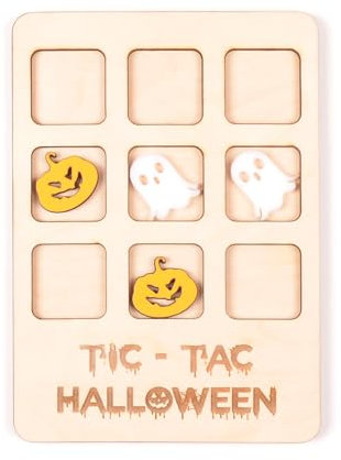 Hölzernes Halloween Tic Tac Toe Brettspiele Boo Korb Halloween Spiel Halloween Dekor Halloween Party Favors