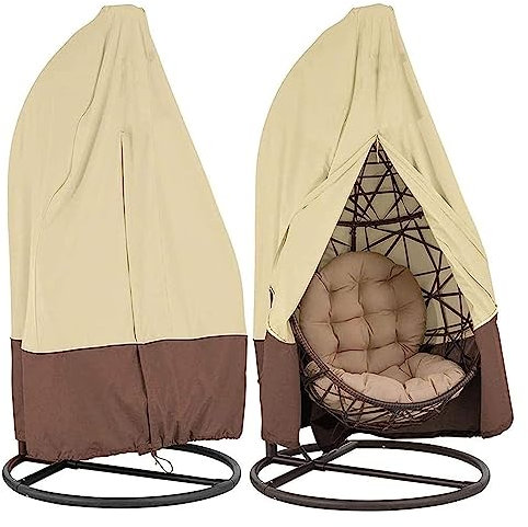 Doppelt Hängesessel Abdeckung Wasserdichte Groß Abdeckplane Egg Chair Schutzhülle Mit Reißverschluss - Anti-UV Anti-Staub PU-Überzug Oxford Regenabdeckung Hängestuhl Zubehör Hängesessel Schutzhülle(Kh