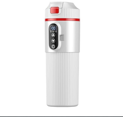 Elektrischer Wasserkocher für Autos und LKWs, 500 ml, Multi-Temperatur-Reisebecher mit LCD-Display (weiß)