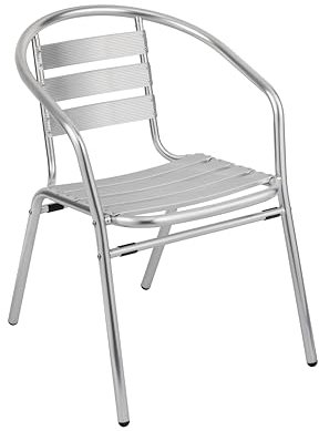 METRO Professional Gartenstuhl mit Armlehne Narni, Aluminium, 53 x 60 x 74 cm, Stapelbar, Wetterfest, 150 kg Tragkraft, Silber