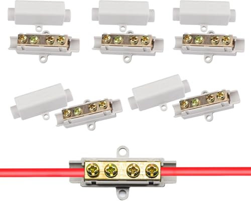 JDCMEI 5 Piezas Conector de Alambre de Latón de Alto Rendimiento con Tornillos Dobles, Bloque de Sujeción de Alambre de Choque, Kit de Bloque de Terminales 1000 V, 100 A, para Cables de 2,5 A 16 mm²
