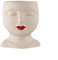 Fyne-Finds Cement White Plant Pot Face Shape Red Lips Indoor 17cm, 7inch Novelty Secculent Cactus Planter Holder Home Decor Gift