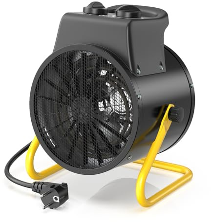 DAHTEC Stufa Elettrica 2000W - Termoventilatore - Radiatore Elettrico Basso Consumo - Termostato e Protezione da Surriscaldamento - per Casa, Bagno o Officina