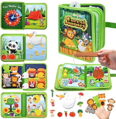 Meafeng Montessori Busy Board ab 1 2 Jahr, Spielzeug Baby Filzbuch Dschungel Busy Book, Flugzeug Beschäftigung Kinder, Kinderspielzeug Baby Weihnachten Geburtstagsgeschenk Jungen Mädchen(2025)