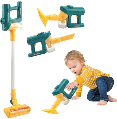 SKIKHN Staubsauger Spielzeug Set, 3-in-1 Kinderstaubsauger, Kinderstaubsauger mit Echter Saugfunktion, Haushaltsspielzeug für Jungen und Mädchen
