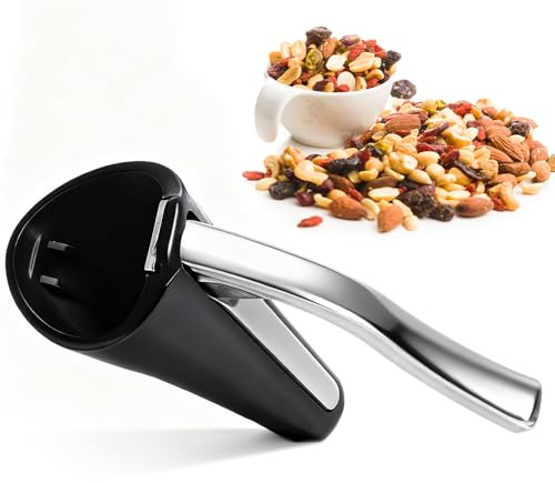 KQDRAVINE Schiaccianoci con Contenitore, Schiaccianoci in Metallo a Leva, Schiaccianoci per Noci Nocciole Castagne, Schiaccianoci Ergonomico per Adulti e Bambini