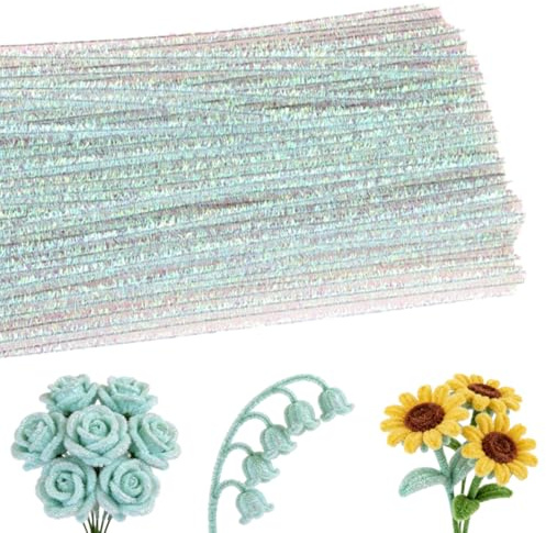 100 Stück Pfeifenputzer Zum Basteln Glitzer, 30 cm Pfeifenreiniger Glitzer, Schillernde Farben Chenilledraht, Pfeifenreiniger Zum Basteln, für Dekorieren, DIY Craft Projekte, Weihnachtszierde Making