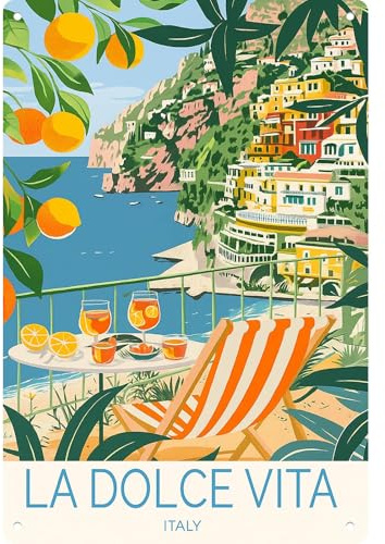Blechschild La Dolce Vita Italien 20X30Cm Wanddeko Retro Blechschilder Wanddekoration Für Haus Geschäftshof Firma