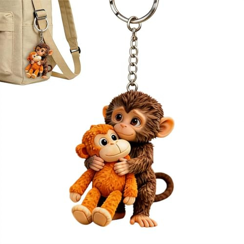 MUMQAQ Porte-clés en forme de singe 3D pour tenir un jouet en peluche