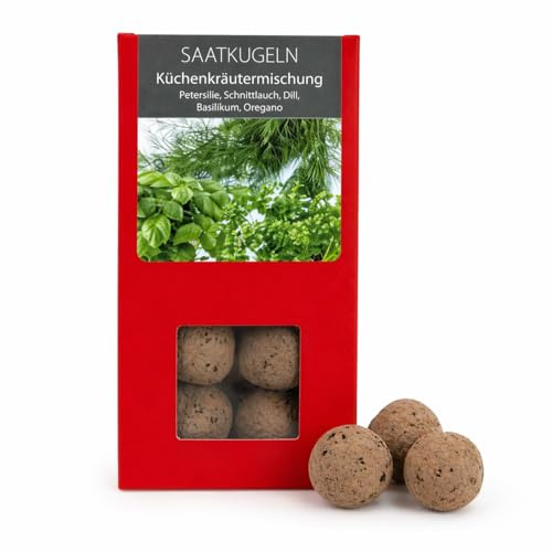 Saatkugeln Kräuter 8 Stk. | Kräutersamen Set | Saatbomben Küchenkräuter | Saatgut Kräuter für Balkon & Garten | Samenbomben Petersilie, Schnittlauch, Dill, Basilikum & Oregano | Seedbombs | Seedballs