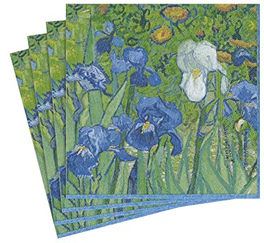 Cocktail Servietten Papier für Bridal Dusche Hochzeit Geburtstag Party Van Gogh Schwertlilien 20er-Packung grün