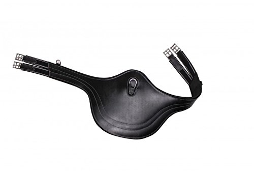 QHP Sattelgurt Springschutz Stollenschutzgurt Leder Luxus Ziernähte div. Größen (120 cm, Schwarz)