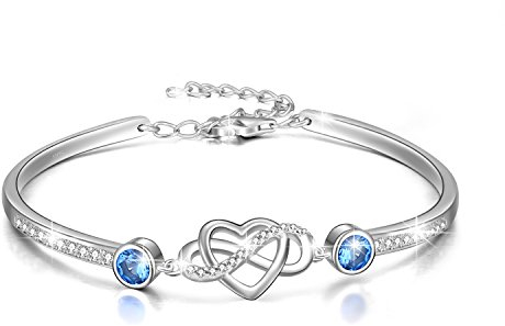 AOBOCO Infinity Armband Sterling Silber Damen Liebes Armreif, Freundschaft Hochzeitstag Geschenke für Freundin Mutter