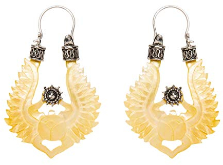 81stgeneration Ohrringe mit Geflügeltem Skarabäuskäfer aus 925er Sterlingsilber aus Perlmutt | Große Handgefertigte Engelsflügel-ohrhänger für Damen | Statement-schmuckgeschenk im Boho-chic-stil