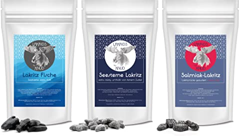 Lakrids Knud | 3er Pack Lakritze Probier-Set - extra salzige, starke Lakritze (Salzig)
