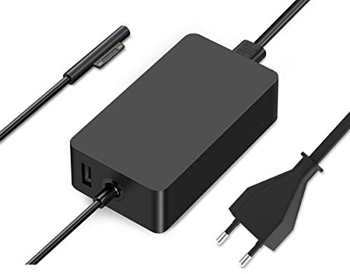TechDot Surface Pro Ladekabel 65W 15V 4A Ladegerät Kompatibel für Surface Pro 3 & Surface Pro 4 Surface Book, Ersatz Power Adapter Netzteiladapter Mit USB Port