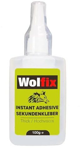 Wolfix Colle Cyanoacrylate Super Glue Extra Forte 100g - Colle Forte Tout Support - Colle Néoprène Rapide et Professionnelle - Colle a bois, convient pour les métaux, le plastique, le verre, le cuir
