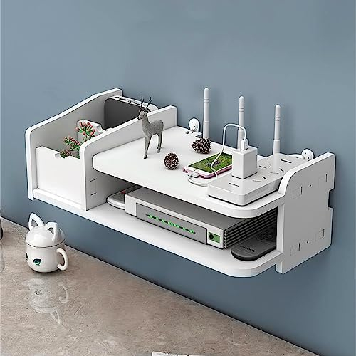 Catekro WiFi Router Wandregale, Aufbewahrungsbox schwebende Regale, Wandmontage mehrschichtiges Kabelmanagement Lagerregal