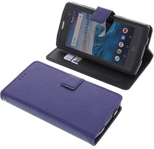 foto-kontor Housse Compatible avec CrossCall Core X3 Style Livre Bleu Coque de Protection Portefeuille