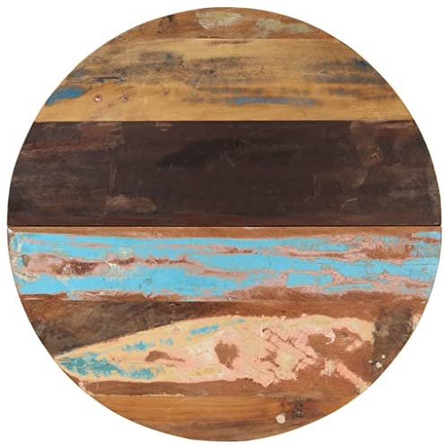 vidaXL Tischplatte Massivholzplatte Holzplatte Ersatztischplatte Holz Platte für Couchtisch Beistelltisch Rund 80cm 25-27mm Recyceltes Massivholz