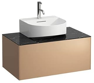 Laufen Sonar Schubladenelement, 1 Schublade, für Aufsatz-Handwaschbecken H816341, H816342, Ausschnitt Mitte, Farbe: Kupfer/Nero Marquina