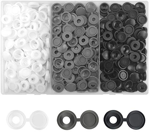 240stk Scharnierschraube Abdeckkappen, Dekorative Kunststoff-Schraube Kopfkappe für 6-8 Faltschraube Snap Kopf Abdeckkappen Flip Tops mit Box, für Möbel Schrank Regal (3 Farben)
