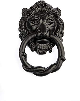 Türklopfer, Löwenkopf-Design, Antik-Optik, Schwarz