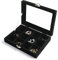 Frebeauty Schmuck-Organizer-Tablett mit transparentem Deckel, Samt-Schubladeneinsatz, Schmuck-Aufbewahrungsbox mit transparentem Deckel, Schmuckvitrine,Geschenk für Frauen (Schwarz, 12 Fächer)