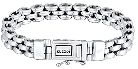 Kuzzoi Silber Königsketten Armband für Herren handgefertigt, Herrenarmband aus massivem 925er Sterling Silber, Glieder Armband für den Mann, Königskettenarmband Männer, Breite 8 mm, Länge 21 cm
