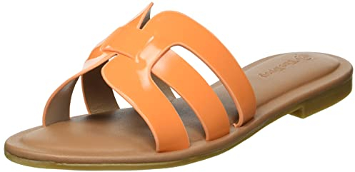 The Drop Women's Monika Flat H-Band Slide Sandal, Carrot Orange, 10