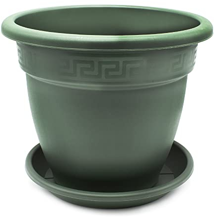 CABLEPELADO - Maceta 60 cm - Maceta Plastico 35 cm - Fabricado en PP Apto balcón, jardín, Patio, Interior - Macetero rendondo 60 cm + Plato macetero de plastico - Verde