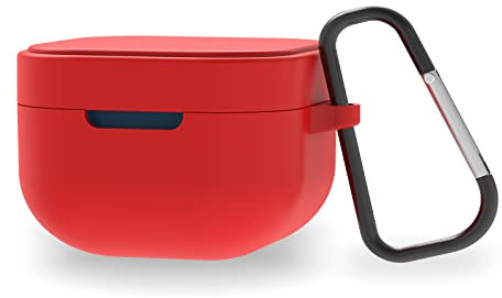 Geekria Coque en Silicone Compatible avec Les écouteurs sans Fil Audio-Technica ATH-SQ1TW True Wireless Earbuds, étui de Protection avec Crochet Porte-clés, Port de Charge Accessible (Rouge)
