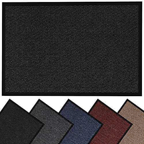 HOUSEGADS Door Mats Indoor And Outdoor Rugs - Anti-Slip Door Mat Outdoor Carpet - Non Slip Mat Rug Rubber Mat - Washable Indoor Floor Mats - Kitchen Mats Non Slip Washable Rugs (Black 120x180)