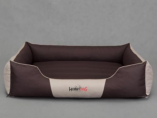 Bjird Hundebett - Hundekorb für kleine mittelgroße & große Hunde - Hundekissen - Hundesofa - Bezug abnehmbar und waschbar - Comfort - Größe: XL/XXL - Braun mit Beige